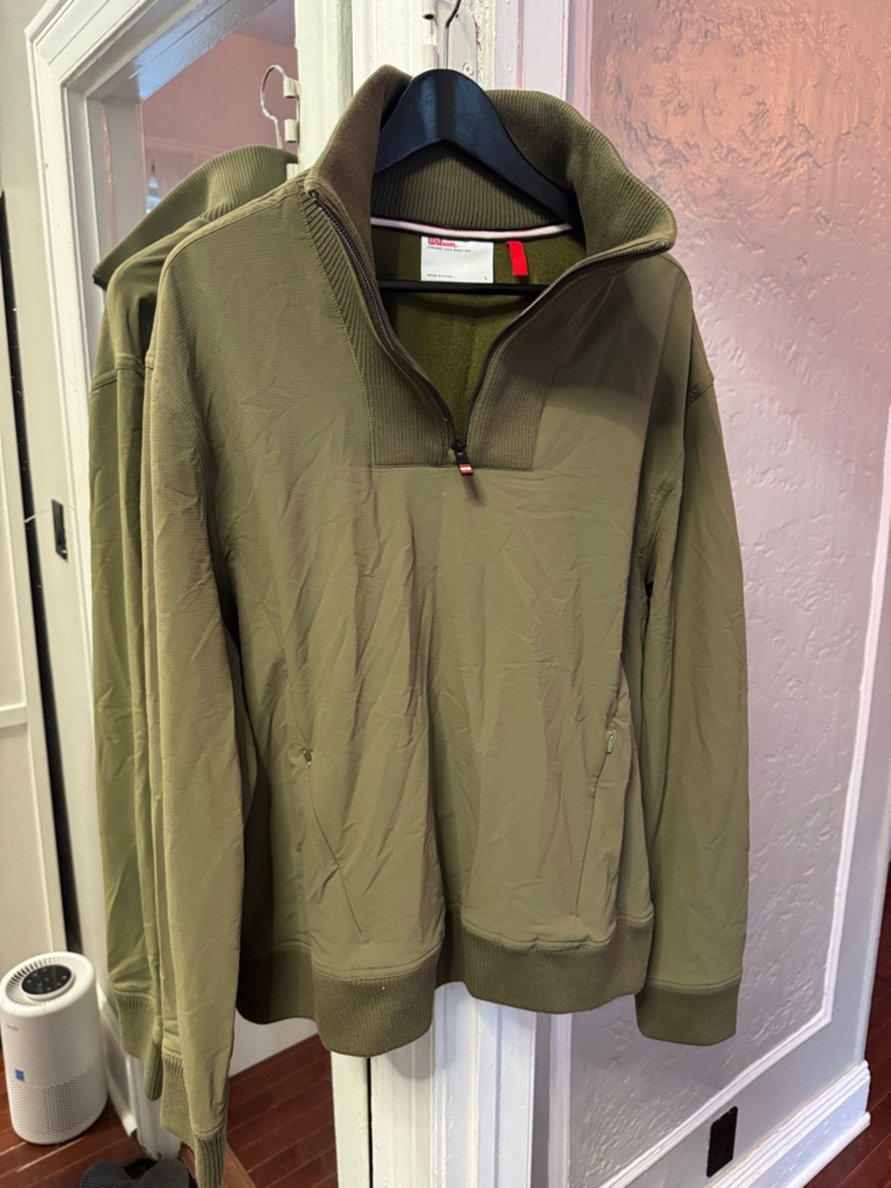 Wilson Olive Green Ribbed Collar Quarter-Zip